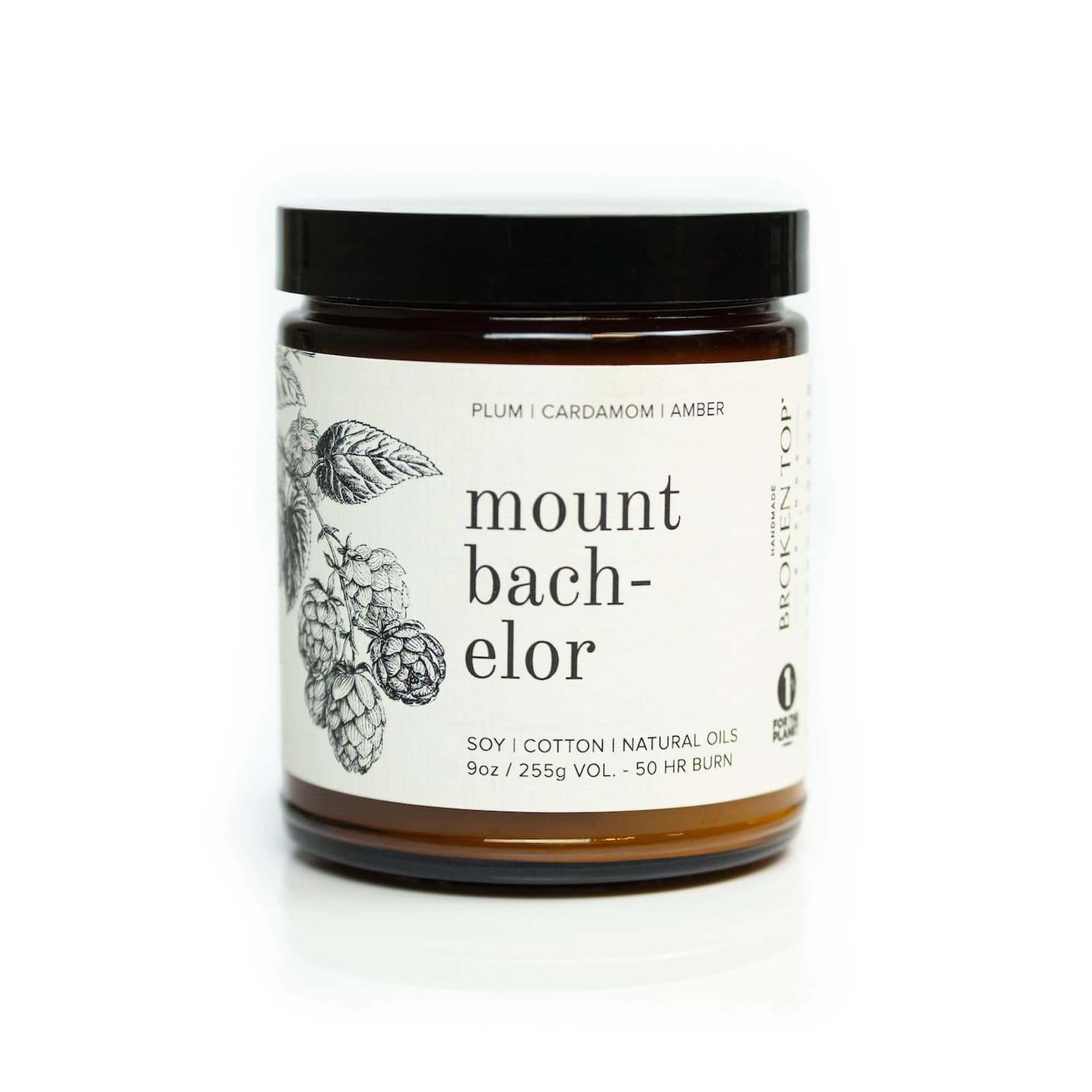 Broken Top Mount Bachelor soy candle in amber jar