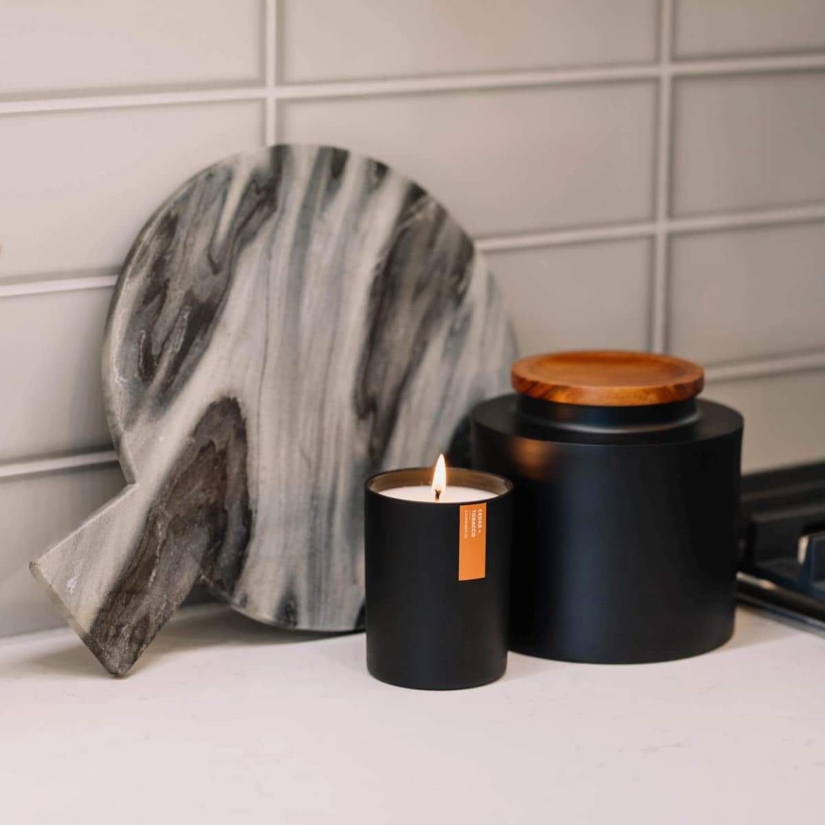Cedar + Tobacco Matte Black Tumbler Soy Candle