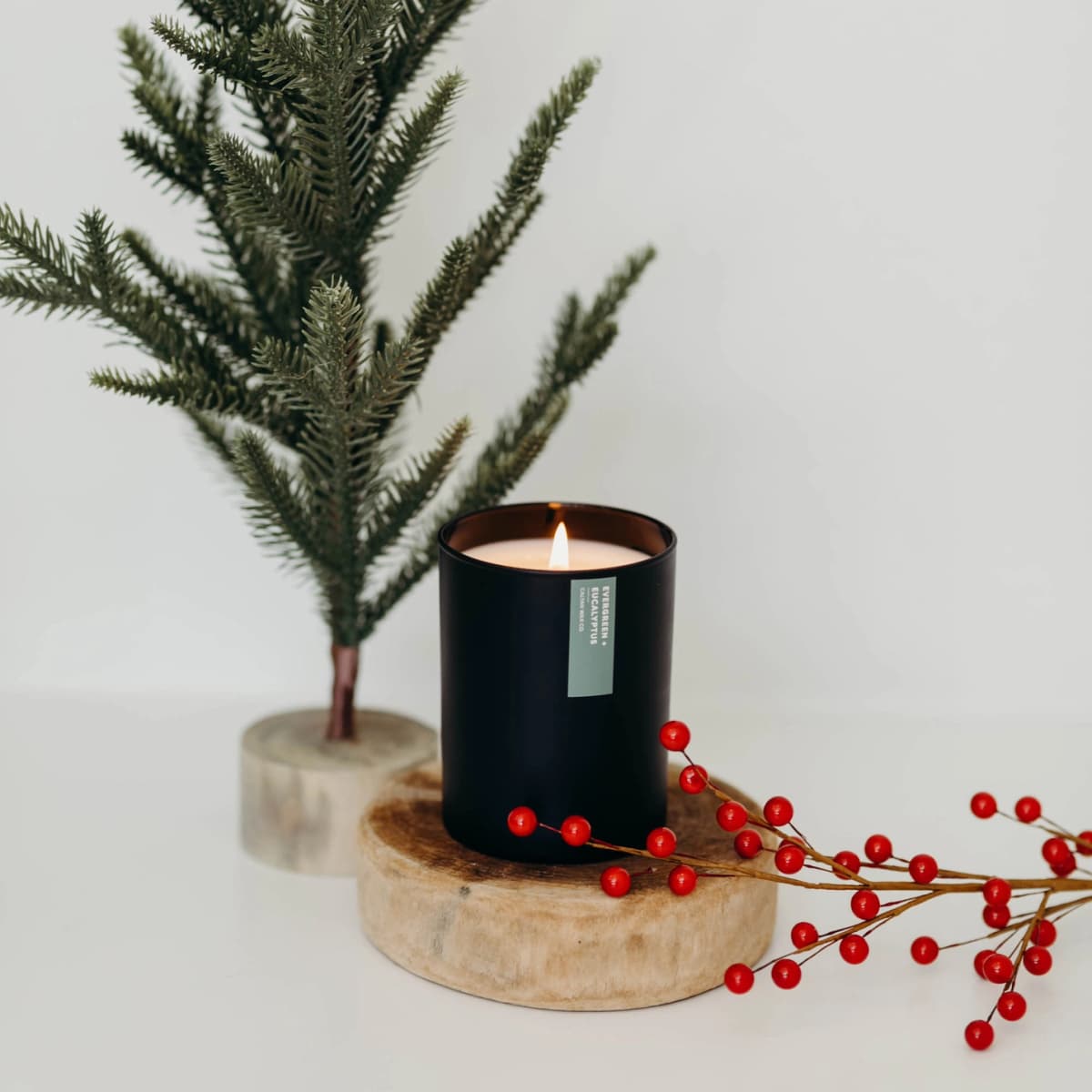 Evergreen + Eucalyptus Matte Black Tumbler Soy Candle