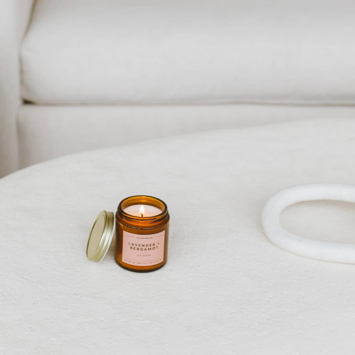 Lavender + Bergamot Mini Amber Jar Soy Candle