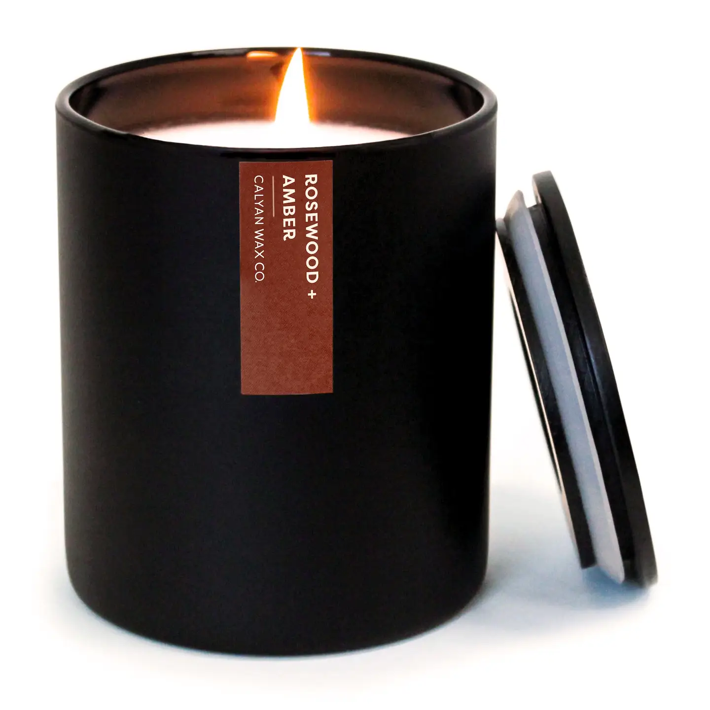 Rosewood + Amber Matte Black Tumbler Soy Candle
