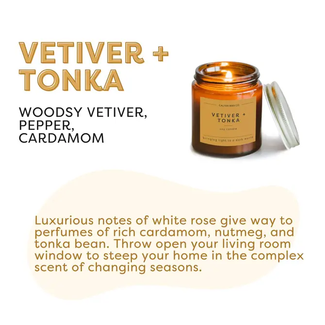 Vetiver + Tonka Mini Amber Jar Soy Candle