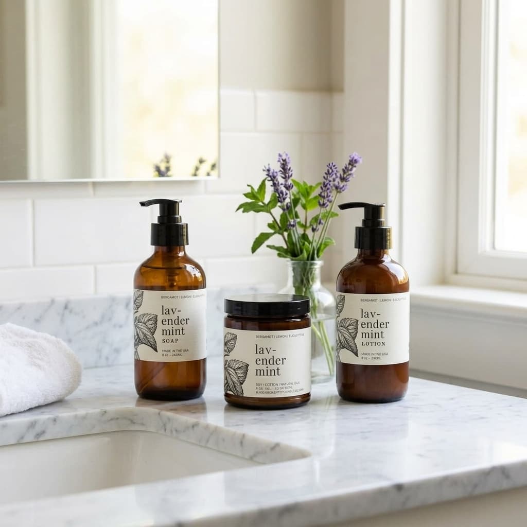 Lavender Mint Bathroom Set with Lotion