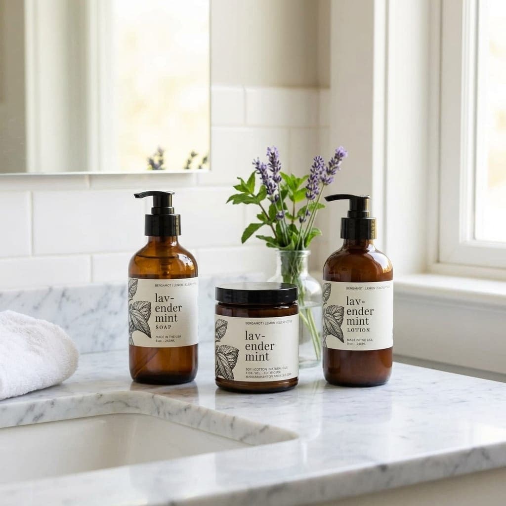 Lavender Mint Bathroom Set with Lotion