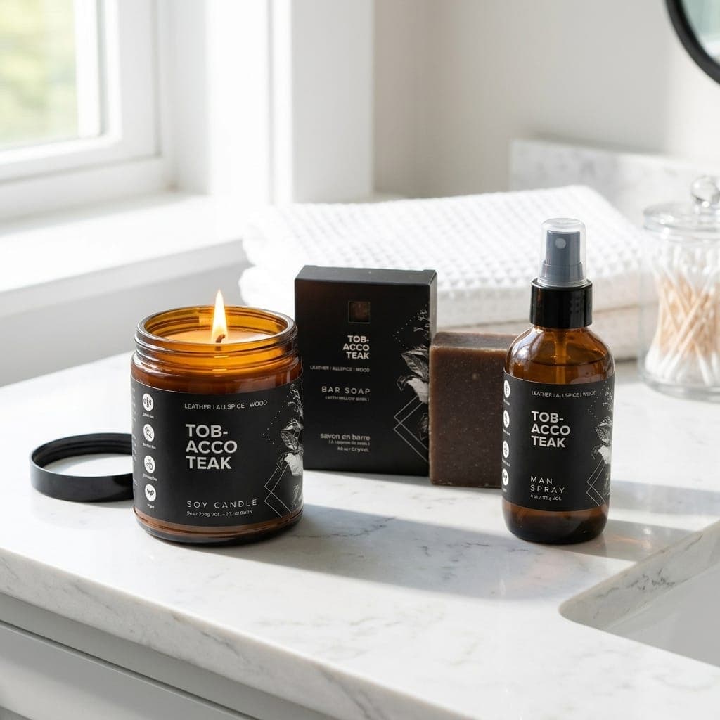 Tobacco Teak Bathroom Set with Spray