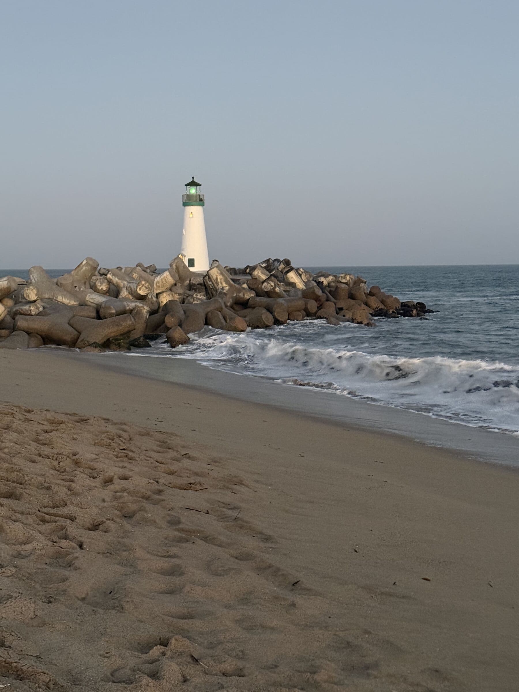 Walton Lighthouse at dusk on Seabright Beach, Santa Cruz
